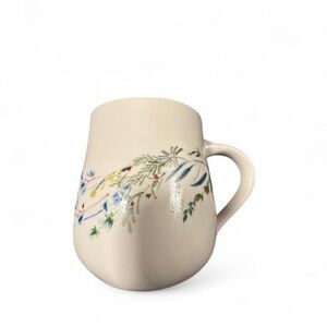 Anthropologie Printemps Cream Ceramic Mug with Floral